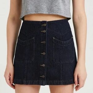 Free People‎ Come A Little Closer denim mini skirt
